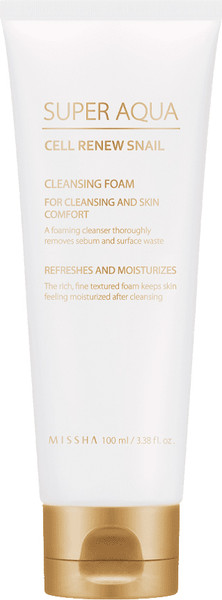 Изображение товара Пенка для умывания Missha Super Aqua Cell Renew Snail Cleansing Foam регенерирующая (100мл)