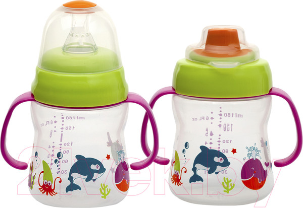 Изображение товара Поильник Sun Delight 33935 с 2 разными насадками (зеленый)