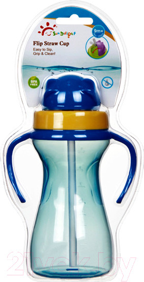 Изображение товара Поильник Sun Delight 33936 с трубочкой (290мл, голубой)