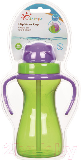 Изображение товара Поильник Sun Delight 33936 с трубочкой (290мл, зеленый)