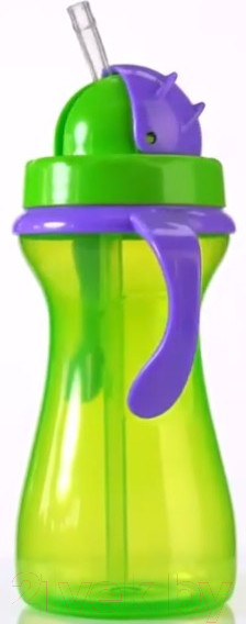 Изображение товара Поильник Sun Delight 33936 с трубочкой (290мл, зеленый)