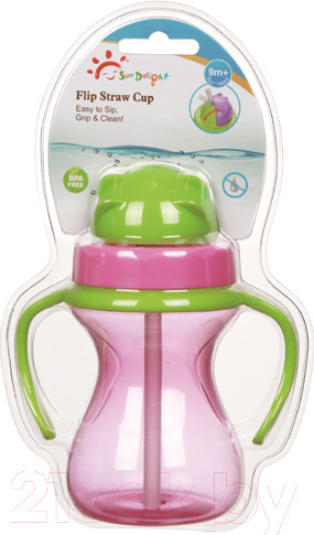 Изображение товара Поильник Sun Delight 33937 с трубочкой (190мл, розовый)
