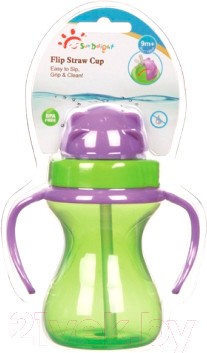 Изображение товара Поильник Sun Delight 33937 с трубочкой (190мл, зеленый)