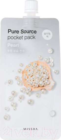 Изображение товара Маска для лица гелевая Missha Pure Source Pocket Pack Pearl ночная (10мл)