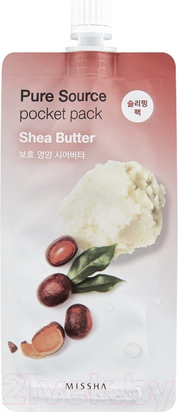 Изображение товара Маска для лица гелевая Missha Pure Source Pocket Pack Shea Butter ночная (10мл)