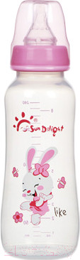 Изображение товара Бутылочка для кормления Sun Delight Выпуклая / 31257 (240мл, розовый)