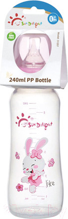 Изображение товара Бутылочка для кормления Sun Delight Выпуклая / 31257 (240мл, розовый)