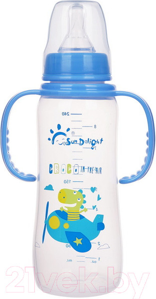 Изображение товара Бутылочка для кормления Sun Delight Со съемными подвижными ручками / 31259 (240мл, синий)