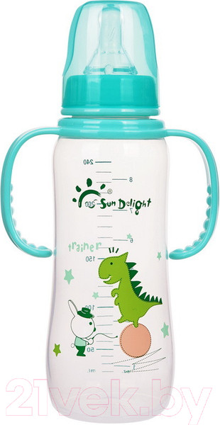 Изображение товара Бутылочка для кормления Sun Delight Со съемными подвижными ручками / 31259 (240мл, зеленый)