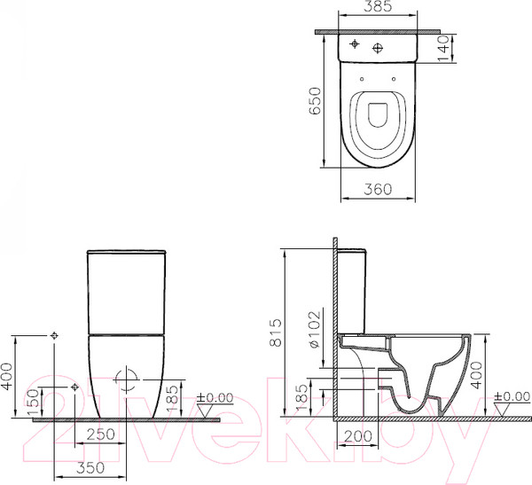 Изображение товара Унитаз напольный VitrA Sento Rim-Ex / 9830B003-7204