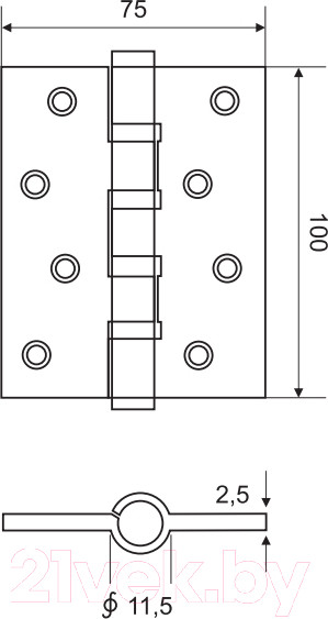 Изображение товара Петля дверная Arni 100x75 SN (правая)