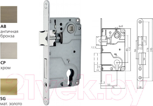 Изображение товара Замок врезной Arni 285 AB