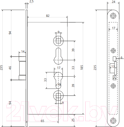 Изображение товара Замок врезной Avers 2000-ZN