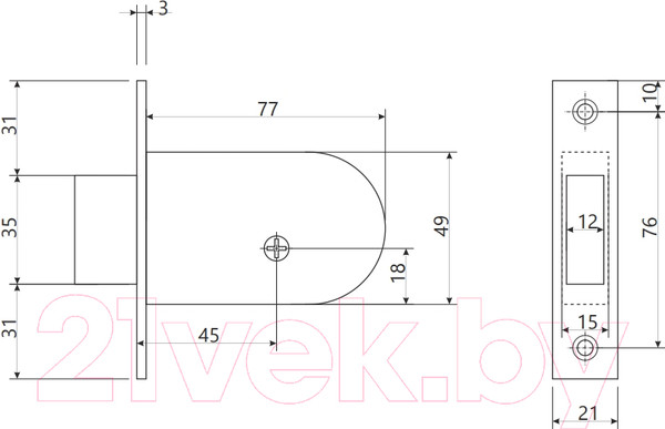 Изображение товара Замок врезной Apecs 90-K-CR