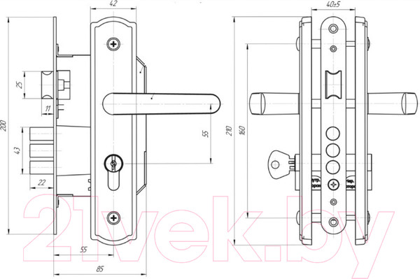 Изображение товара Замок врезной Avers ЗВ4-1-8 (серебристый)