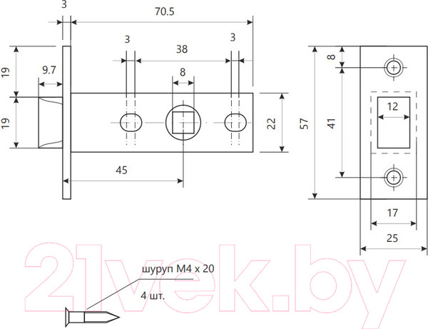 Изображение товара Защелка врезная Apecs 5400-BLM
