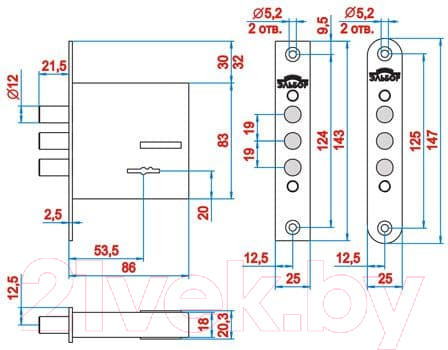 Изображение товара Замок врезной Эльбор 1 04 04 Кремень