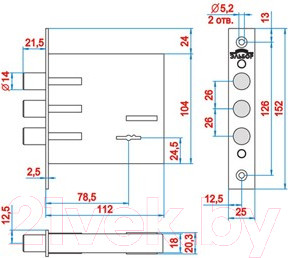 Изображение товара Замок врезной Эльбор 1 04 02 Кремень