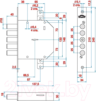 Изображение товара Замок врезной Эльбор 1 06 02 Гранит