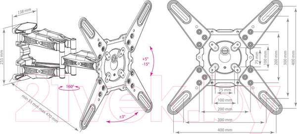 Изображение товара Кронштейн для телевизора Kromax Atlantis-45 (серый)
