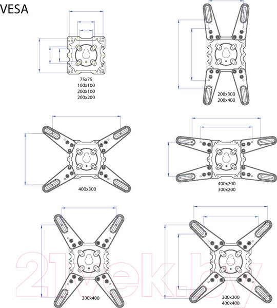 Изображение товара Кронштейн для телевизора Kromax Atlantis-45 (серый)