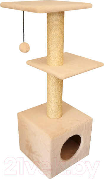 Изображение товара Комплекс для кошек Cat House С двумя полками 1.0 (сизаль бежевый)