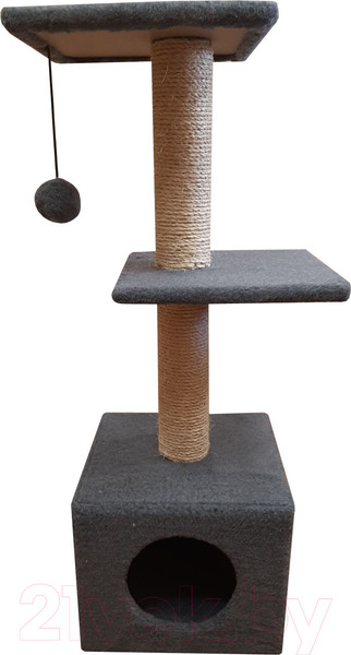 Изображение товара Комплекс для кошек Cat House С двумя полками 1.0 (сизаль серый)