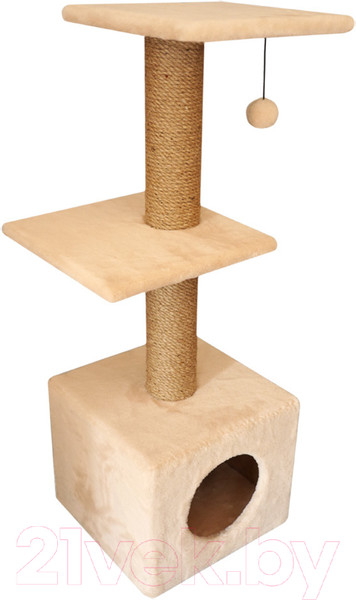 Изображение товара Комплекс для кошек Cat House С двумя полками 1.0 (джут бежевый)
