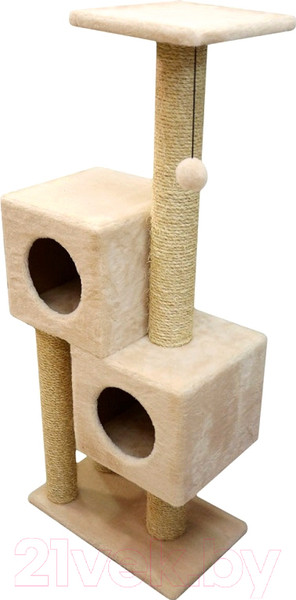 Изображение товара Комплекс для кошек Cat House Двойной домик 1.27 (сизаль бежевый)