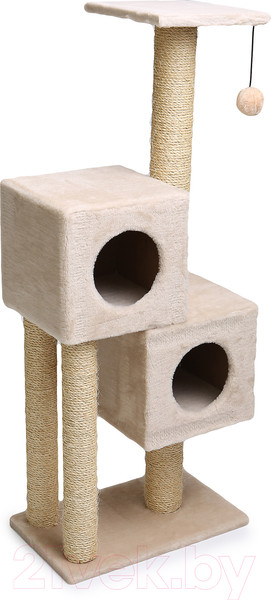 Изображение товара Комплекс для кошек Cat House Двойной домик 1.27 (сизаль бежевый)