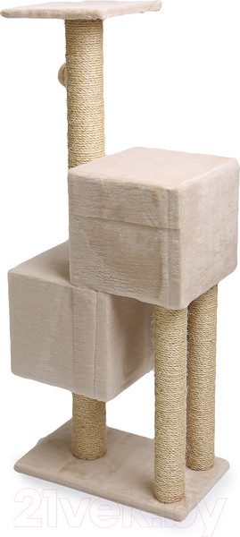 Изображение товара Комплекс для кошек Cat House Двойной домик 1.27 (сизаль бежевый)