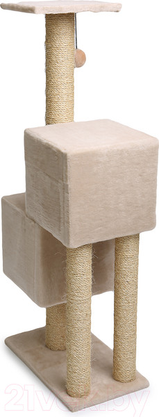 Изображение товара Комплекс для кошек Cat House Двойной домик 1.27 (сизаль бежевый)