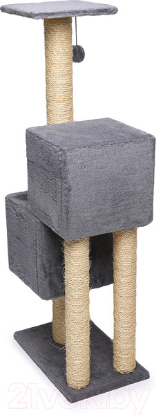 Изображение товара Комплекс для кошек Cat House Двойной домик 1.27 (сизаль серый)