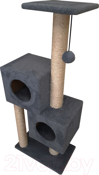 Изображение товара Комплекс для кошек Cat House Двойной домик 1.27 (сизаль серый)