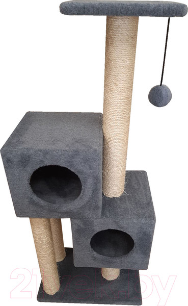 Изображение товара Комплекс для кошек Cat House Двойной домик 1.27 (сизаль серый)