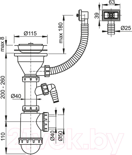 Изображение товара Сифон Alcadrain A447P-DN50/40
