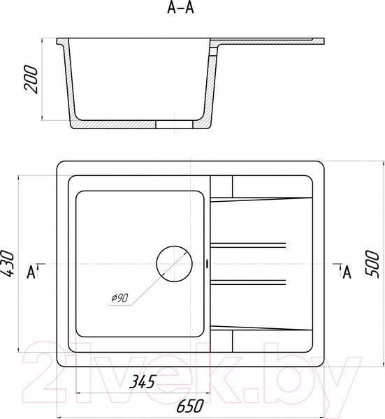 Изображение товара Мойка кухонная Gerhans B22 (оникс)