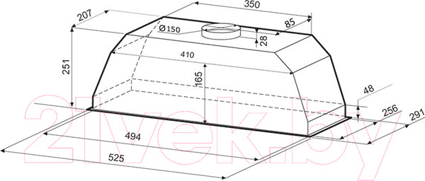 Изображение товара Вытяжка скрытая Krona Ameli 600 S / 00021459 (белый)