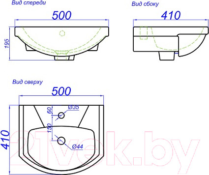 Изображение товара Тумба с умывальником Aqwella Allegro 50 / Agr.01.05/2