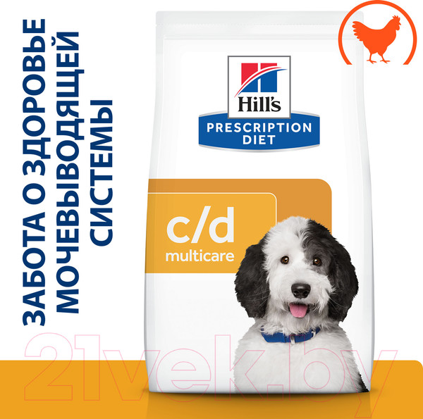 Изображение товара Сухой ветеринарный корм для собак Hill's Prescription Diet Urinary Care c/d Multicare Chicken (12кг)