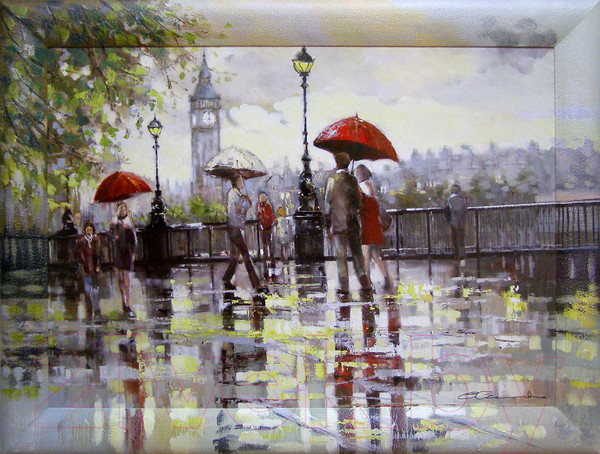 Изображение товара Картина Декарт Лондон прогулка под дождем 8Л0455 (в раме)