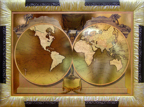 Изображение товара Картина Декарт Старинная карта золото 8Л0374 (в раме)