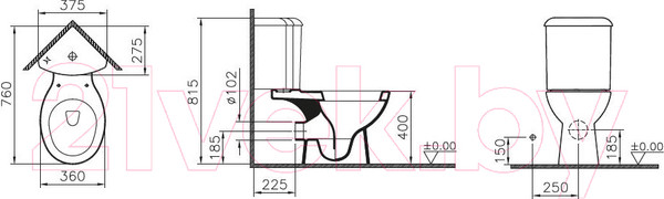 Изображение товара Унитаз напольный VitrA Arkitekt / 9754B003-7201