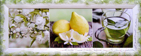 Изображение товара Картина Декарт Коллаж чай, лимоны 8Л0491 (в раме)