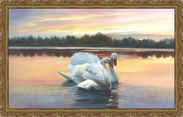 Изображение товара Картина Декарт Лебеди на закате 8Л0509 (в раме)
