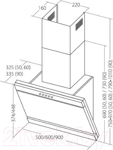 Изображение товара Вытяжка наклонная Akpo Kastos 50 WK-4 (черный)