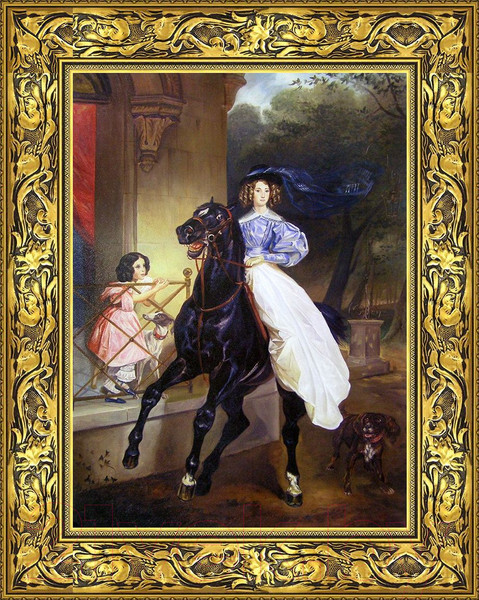 Изображение товара Картина Декарт "Всадница" Русский художник Брюлов 8Л0518 (в раме)