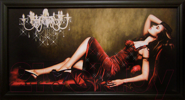 Изображение товара Картина Декарт Девушка в алом бархатном платье 8Л0536 (в раме)