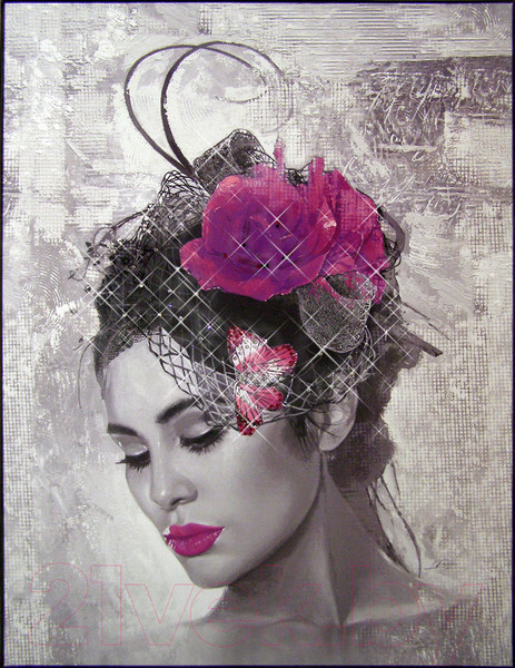 Изображение товара Постер Декарт Девушка с фиолетовым цветком 8Л0541