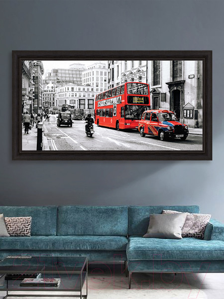 Изображение товара Картина Декарт Красные автобус и машина 8Л0545 (в раме)